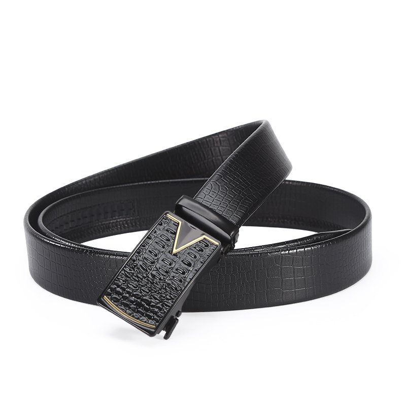 Men's automatic buckle business leisure belt with metal buckle