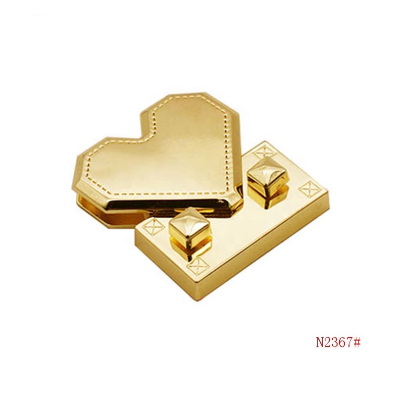 Custom hand bag key lock metal press quick release push buckle closure push lock women metal lock handbag hardware