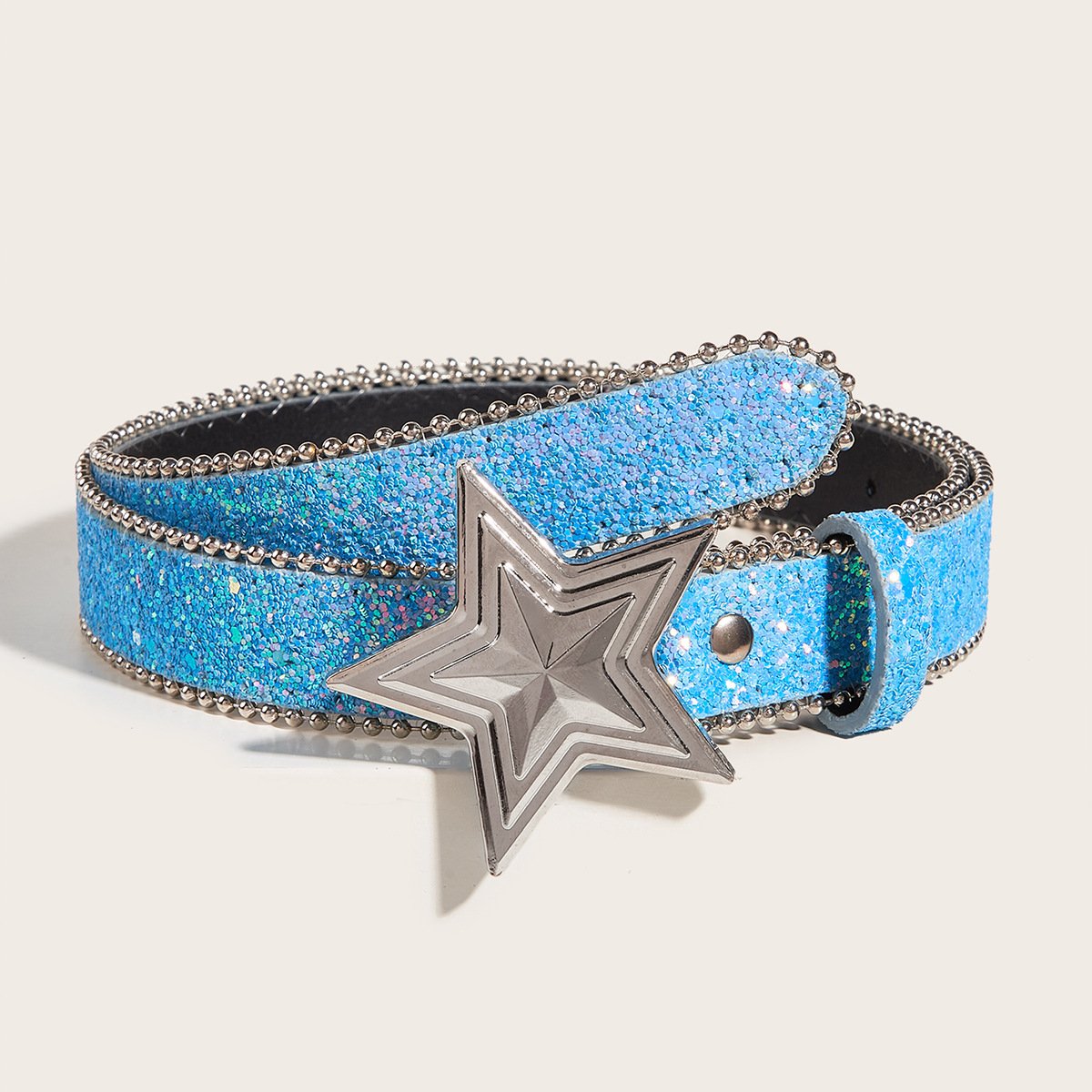 New arrival metal hot girl jeans belt hip hop Y2K pink shiny star snap buckle belt for wholesale