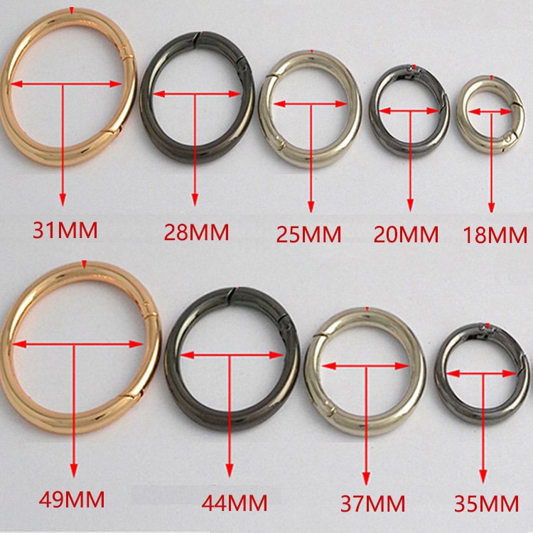 round carabiner clip snap trigger spring metal o rings for keyrings buckle bags