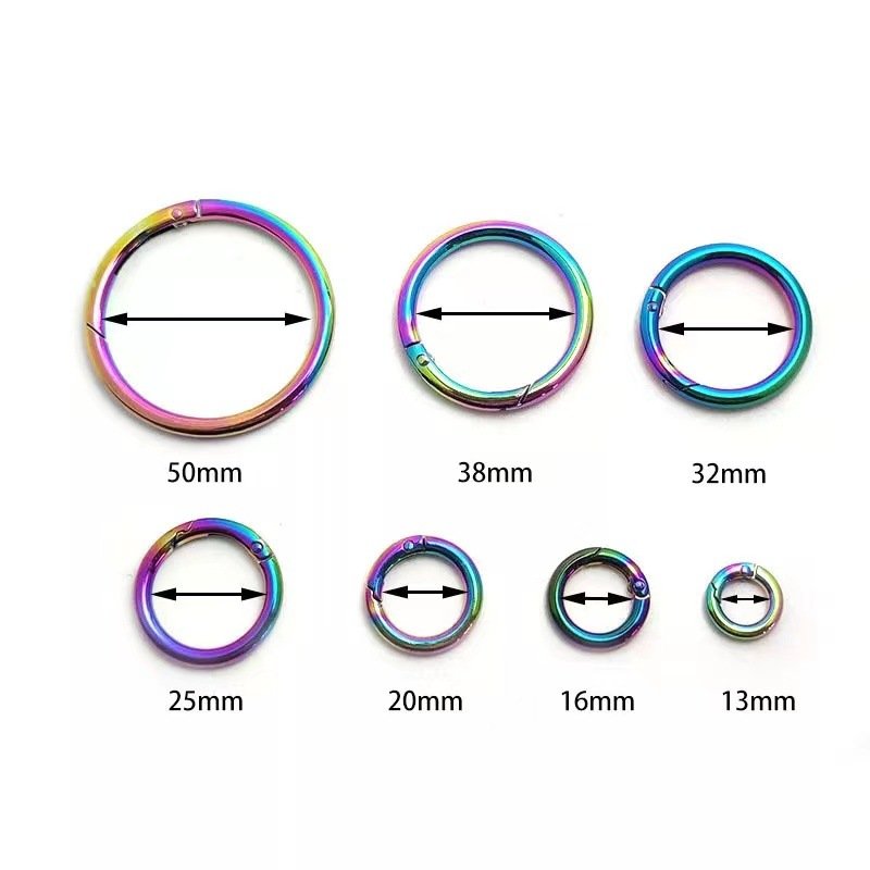 round carabiner clip snap trigger spring metal o rings for keyrings buckle bags