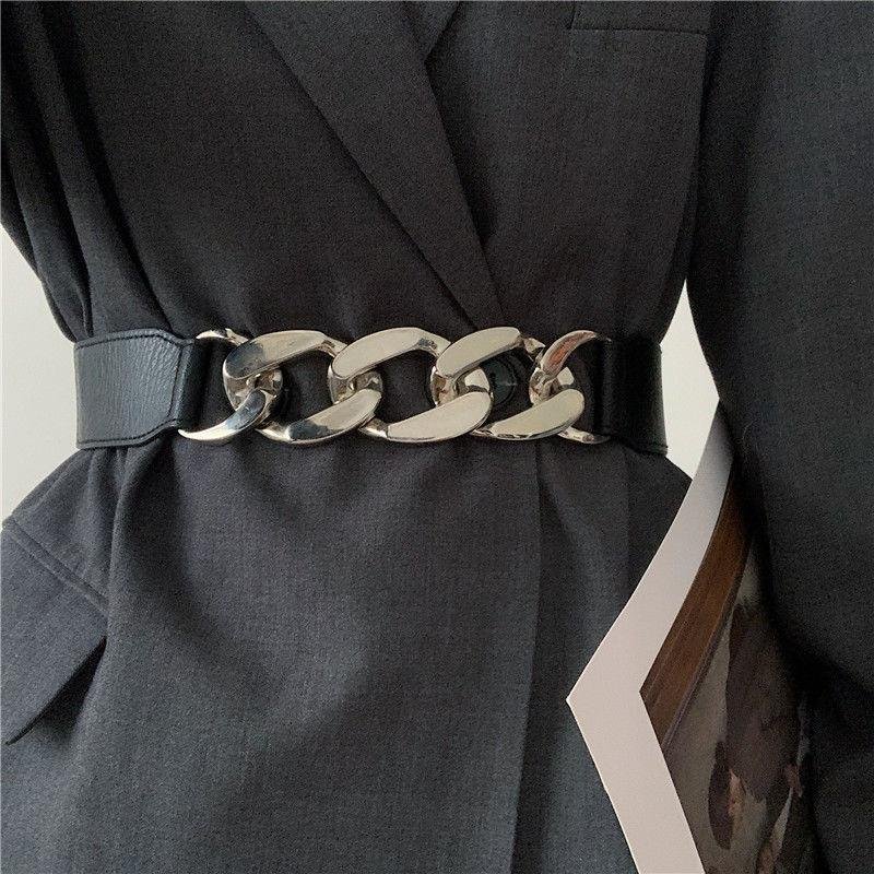 D0702YD19 Customize Gold Chain Buckle Leather Belt For Women Sehe Fashion