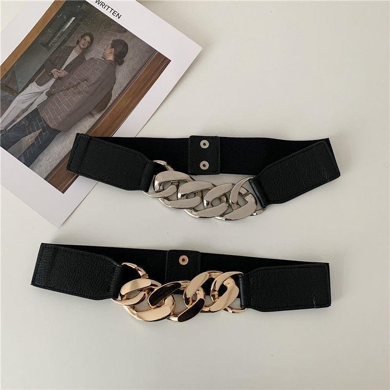 D0702YD19 Customize Gold Chain Buckle Leather Belt For Women Sehe Fashion