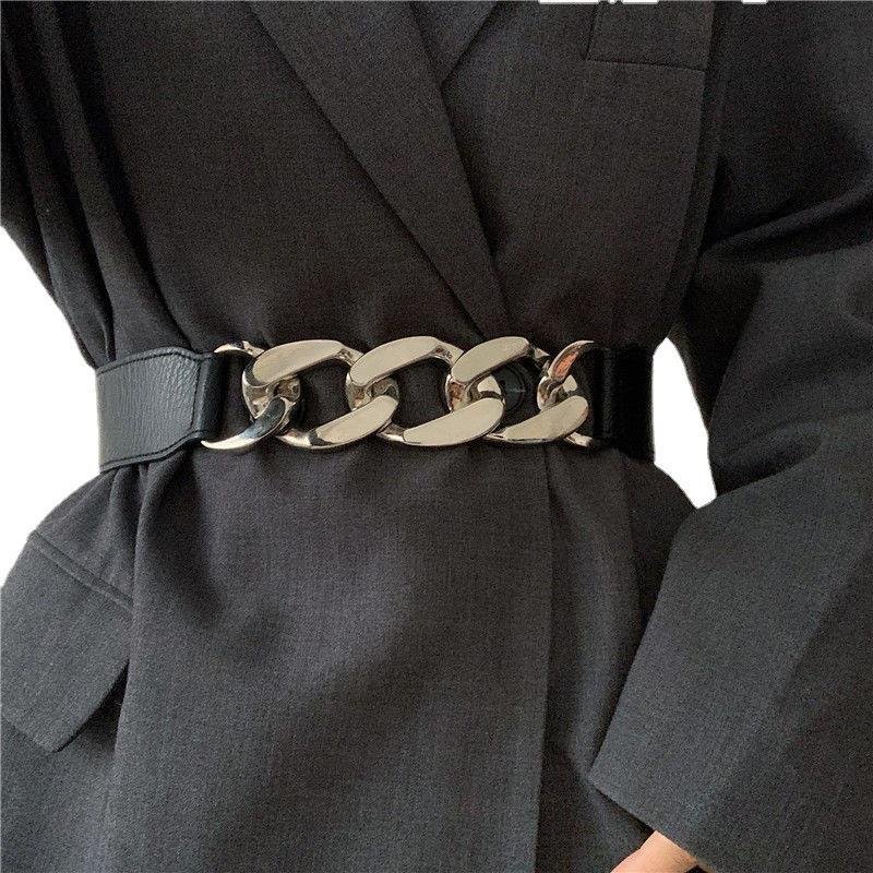D0702YD19 Customize Gold Chain Buckle Leather Belt For Women Sehe Fashion