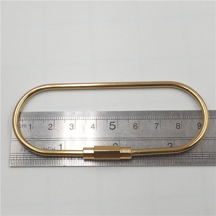 Hot Sale Solid Brass Oval Shape Keychain Carabiner Buckle Screw Key Ring