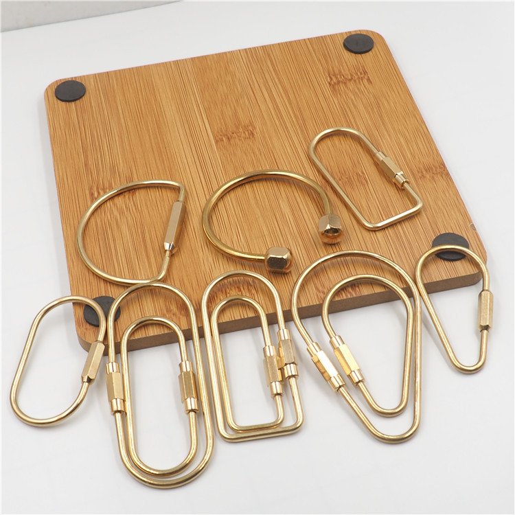 Hot Sale Solid Brass Oval Shape Keychain Carabiner Buckle Screw Key Ring