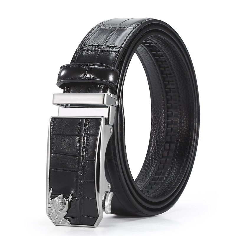 Men's Fashion Luxury Crocodile Leather Belt Automatic Buckle Belt Gift For Man Father