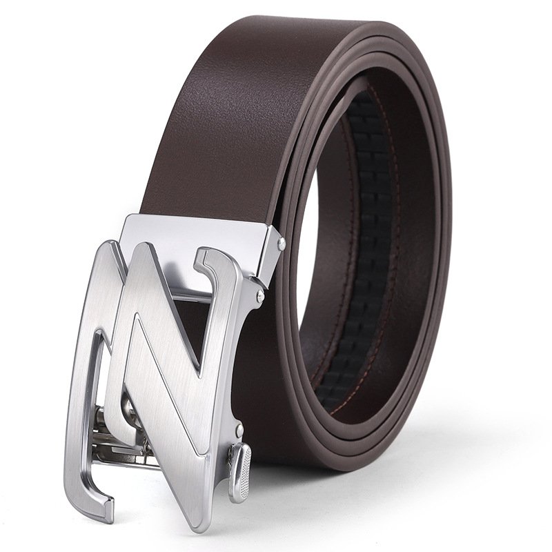 New high-quality men's business belt Pure single-layer leather letter Z automatic buckle belt