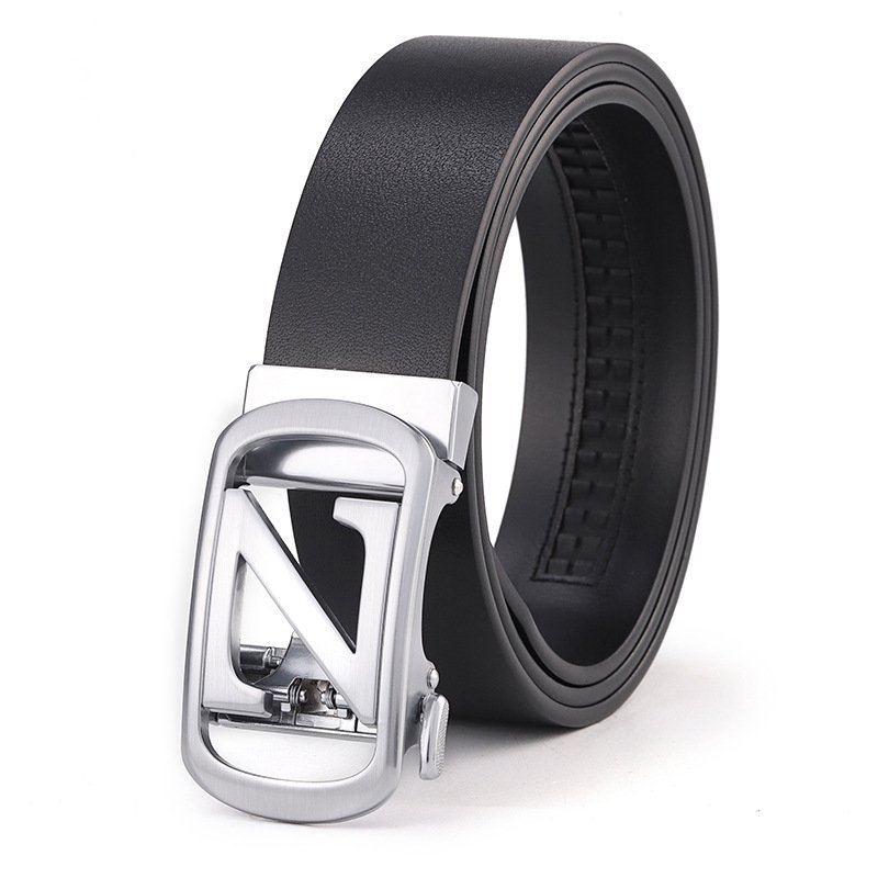 New high-quality men's business belt Pure single-layer leather letter Z automatic buckle belt