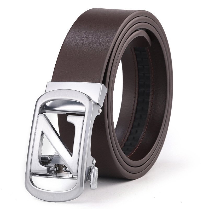 New high-quality men's business belt Pure single-layer leather letter Z automatic buckle belt