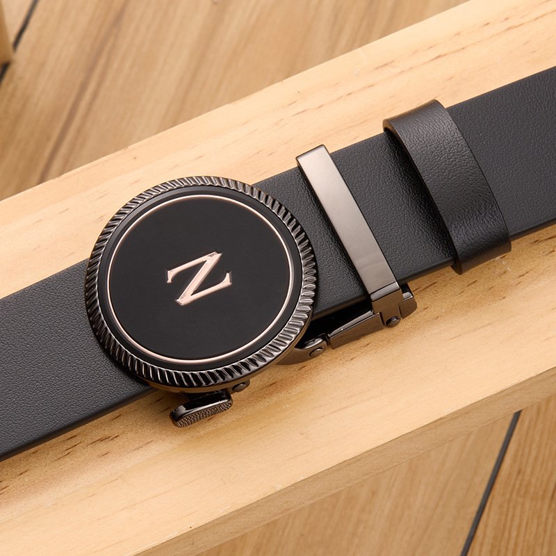 New high-quality men's business belt Pure single-layer leather letter Z automatic buckle belt