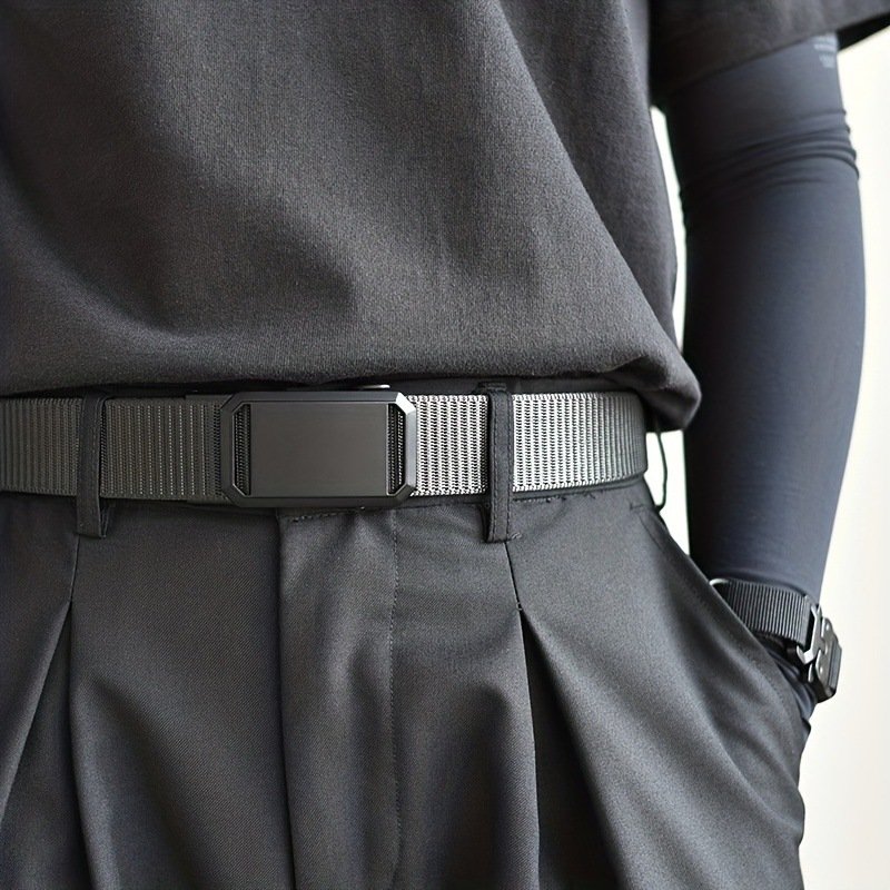 Outdoor Tactical Breathable Men Waist Nylon Web Canvas Fabric Belt With Automatic Buckle
