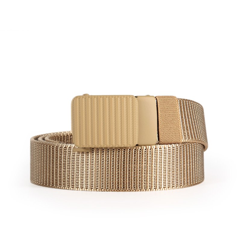 3.5cm Wide Multiple Option Tactical Combat Activities Men's Fake Nylon Canvas Belt with Tank Texture Square Automatic Buckle