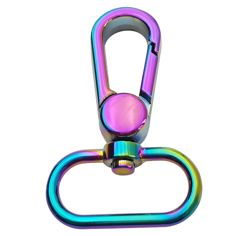 Wholesale 2022 Newest Rainbow Color Metal Keychain Custom Snap Hook Buckle Pet Buckle Carabiner Hook