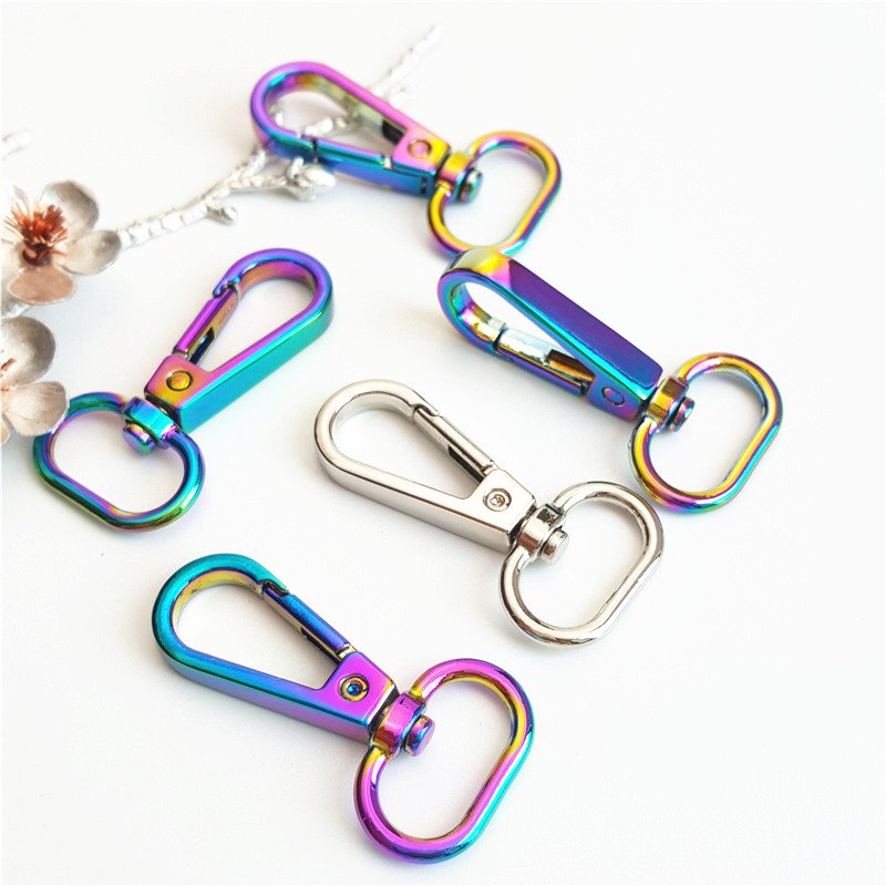 Wholesale 2022 Newest Rainbow Color Metal Keychain Custom Snap Hook Buckle Pet Buckle Carabiner Hook
