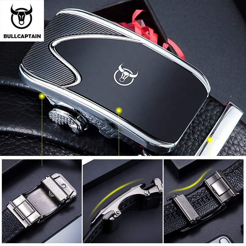 BULLCAPTAIN belt men's top quality genuine men's luxury belt belt men metal automatic buckle