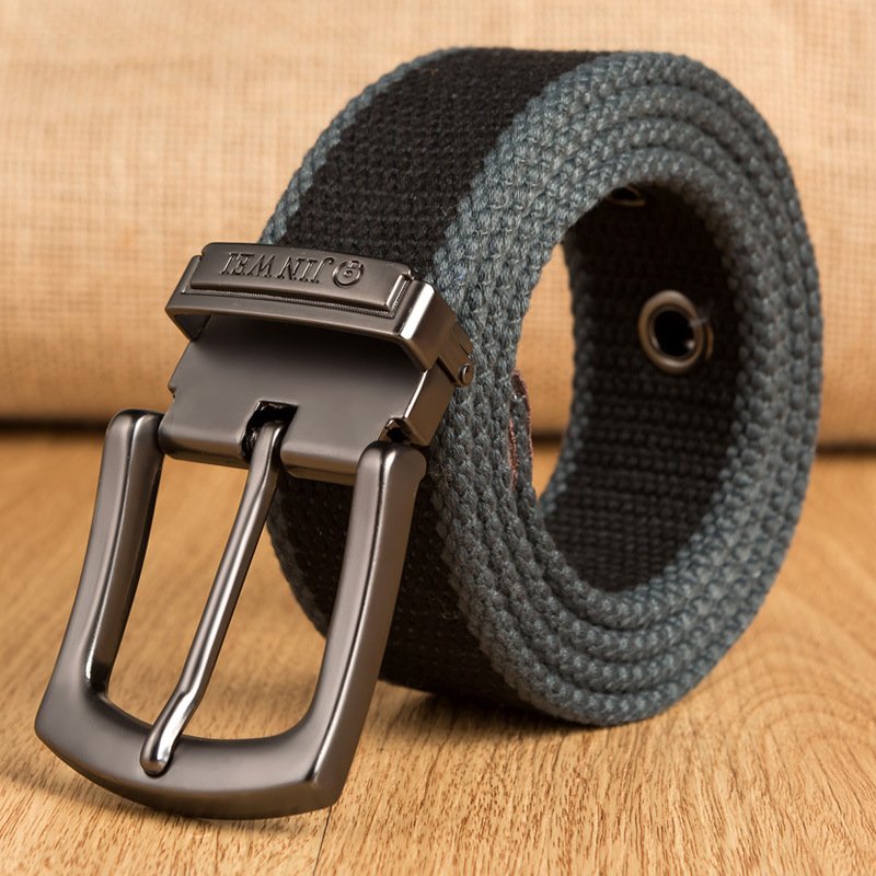 TXL389 Male Canvas Webbing Waistband Outdoor Sport Tactical Waist Belt Fashion Alloy Pin Buckle Belts