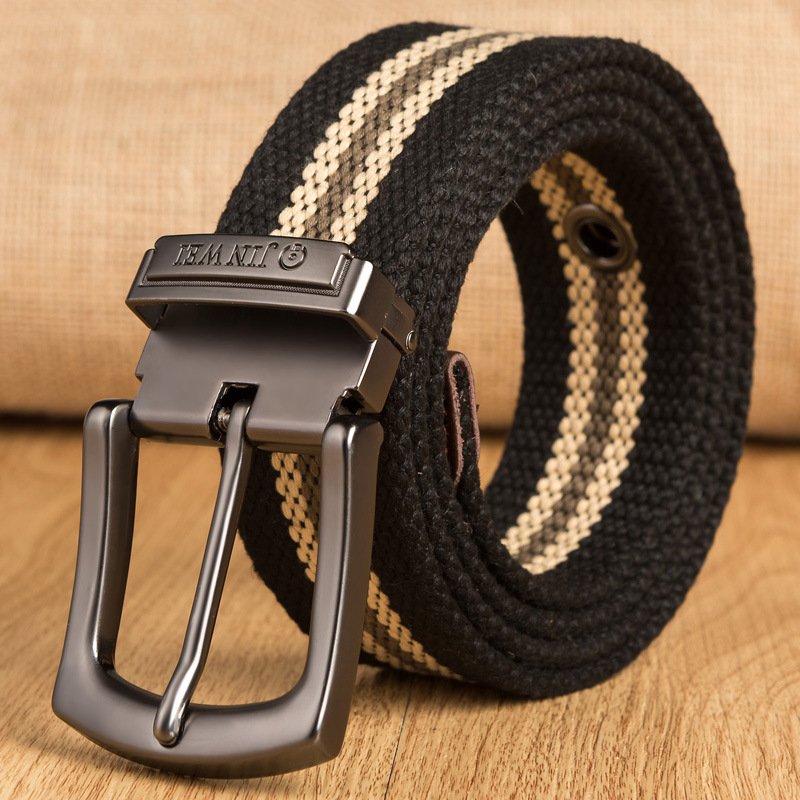 TXL389 Male Canvas Webbing Waistband Outdoor Sport Tactical Waist Belt Fashion Alloy Pin Buckle Belts