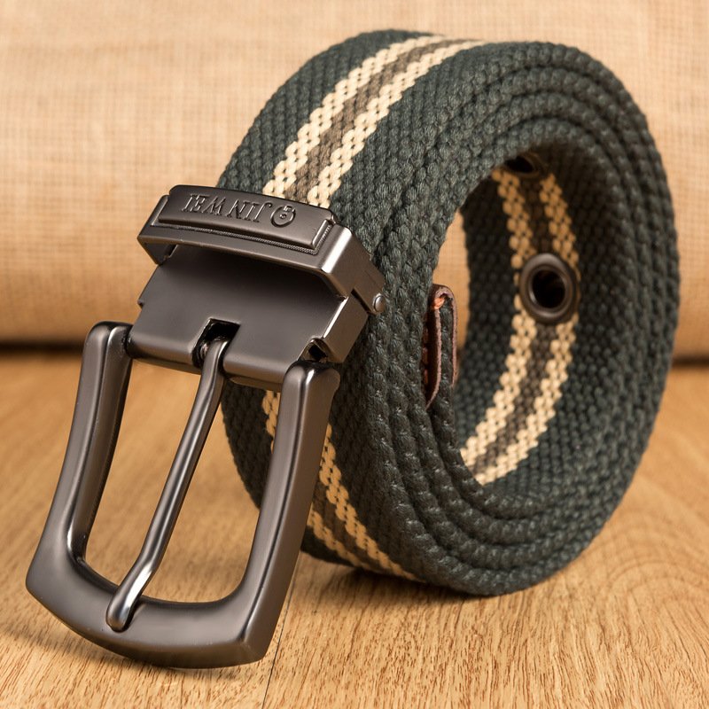 TXL389 Male Canvas Webbing Waistband Outdoor Sport Tactical Waist Belt Fashion Alloy Pin Buckle Belts