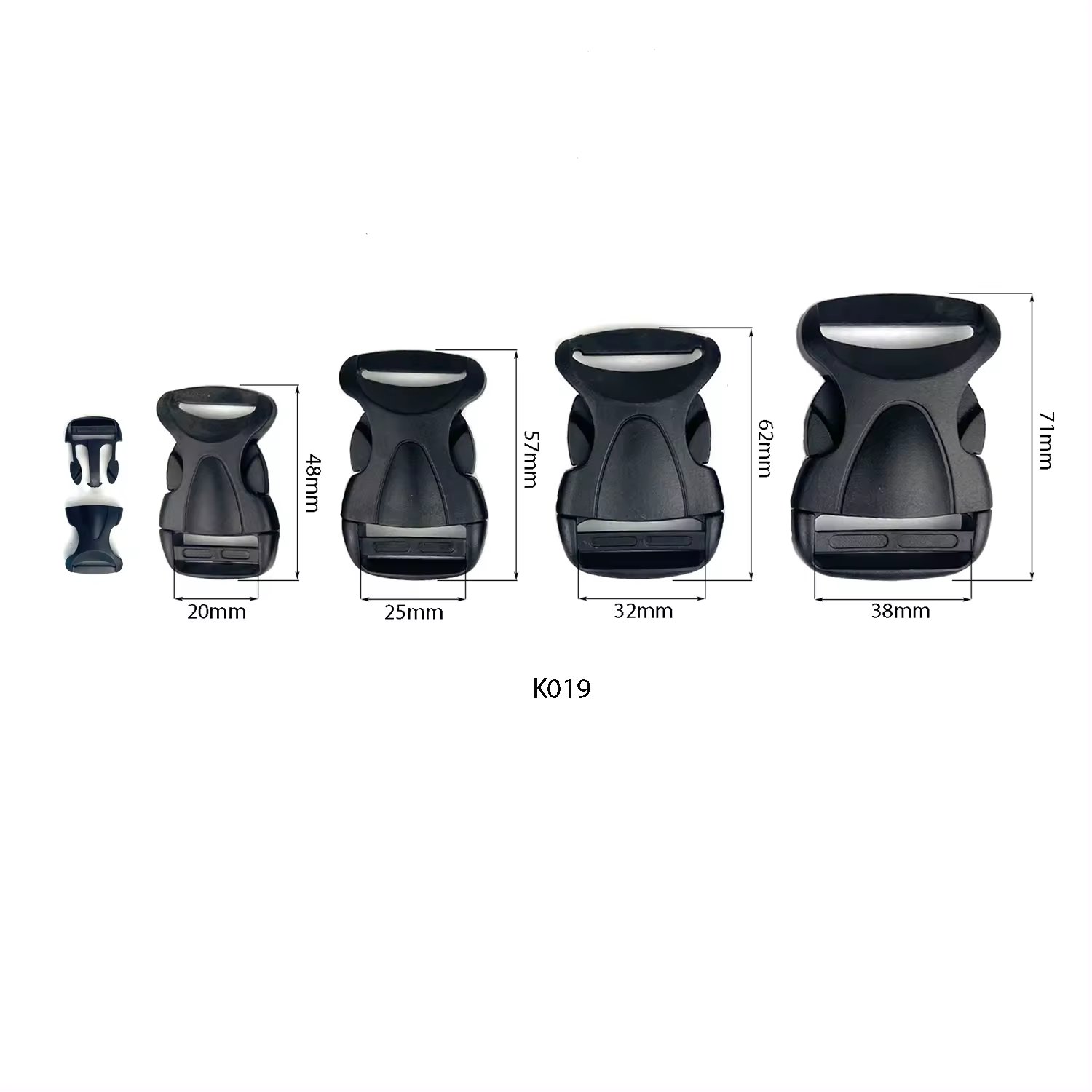 20mm/25mm/32mm/38mm custom color high quality eco plastic wholesale cheap side slide release buckle