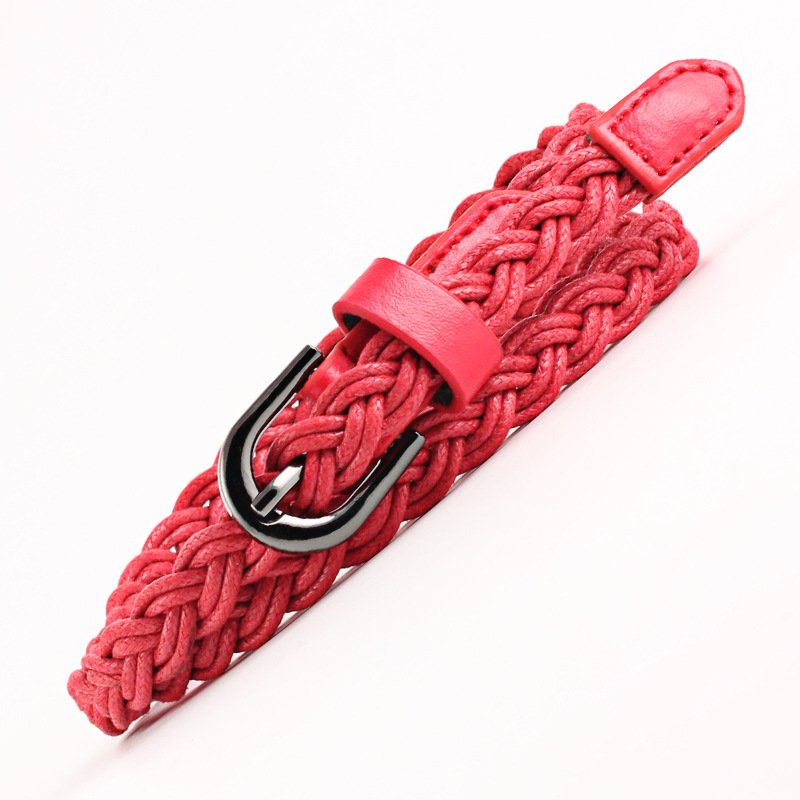 WDD394 Female Classic Vintage Wax Rope Dress Jeans Weave Belts Women Fashion Pin Buckle Waist Belts Ladies Handmade Braided Belt