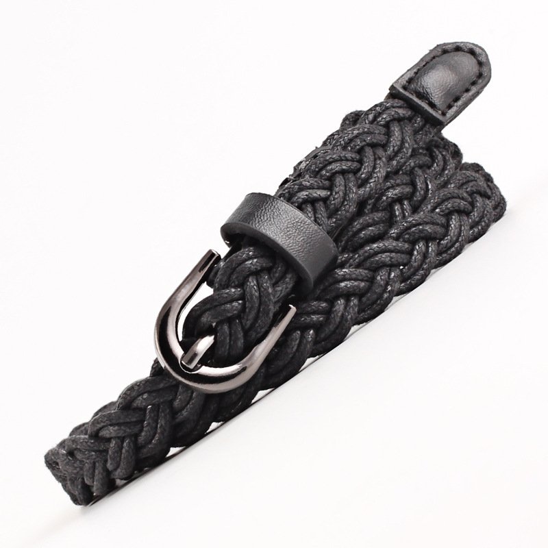 WDD394 Female Classic Vintage Wax Rope Dress Jeans Weave Belts Women Fashion Pin Buckle Waist Belts Ladies Handmade Braided Belt