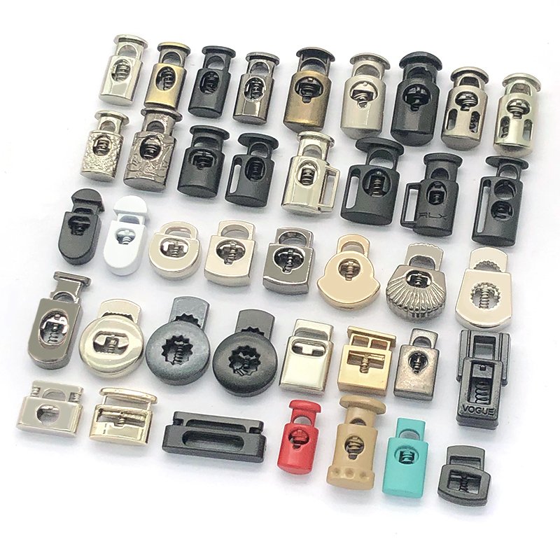 Factory Wholesale Cord Lock Stopper Toggle Stopper Two Holes Cord Lock Stopper Buckle Metal Zinc Alloy Plating Fashion