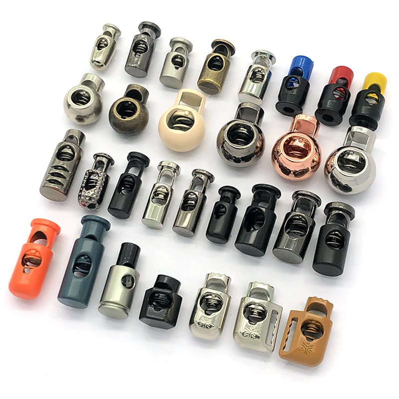 Factory Wholesale Cord Lock Stopper Toggle Stopper Two Holes Cord Lock Stopper Buckle Metal Zinc Alloy Plating Fashion