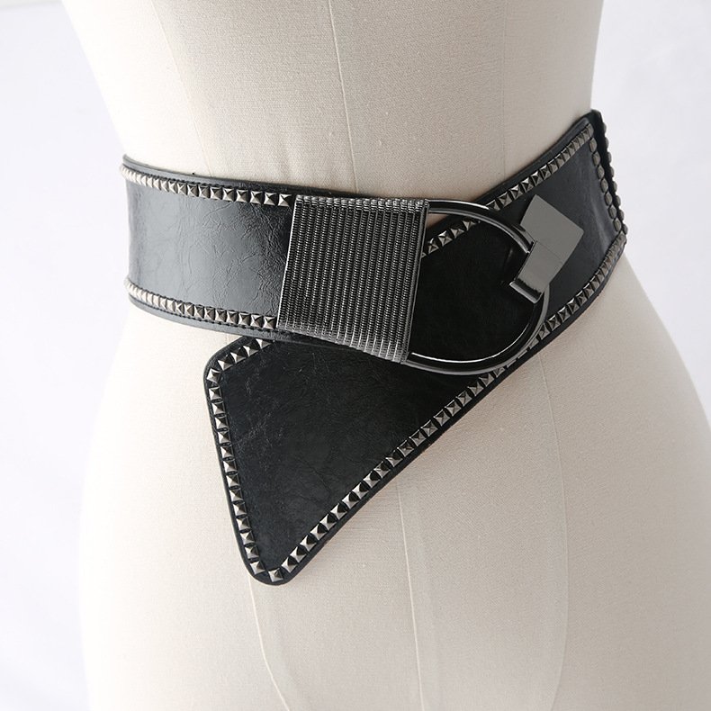 REWIN Women's Fashion Vintage Wide Corset Waist Belts Elastic Stretch Cinch Belts With Interlock Buckle