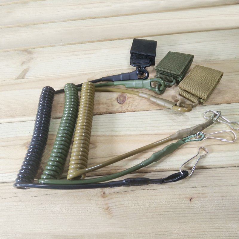 Outdoor Multi-functional Task Belt Anti-Loss Waist Chain Spring Rope Elastic Key Buckle Mountain Climbing Buckle Hanging Rope