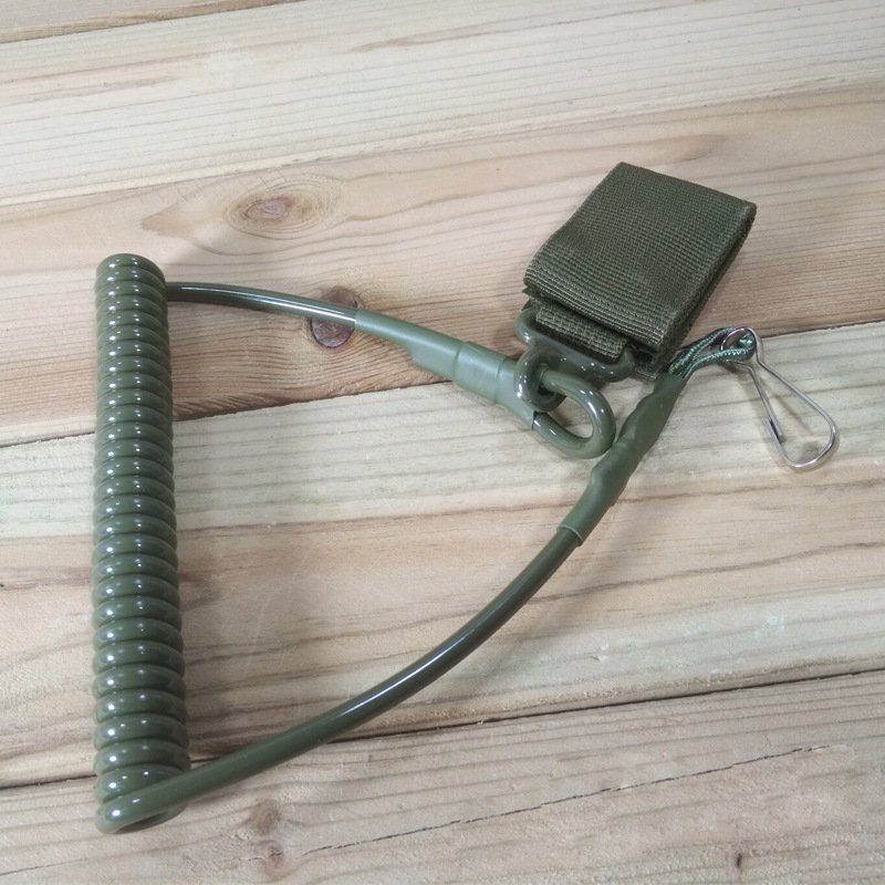 Outdoor Multi-functional Task Belt Anti-Loss Waist Chain Spring Rope Elastic Key Buckle Mountain Climbing Buckle Hanging Rope