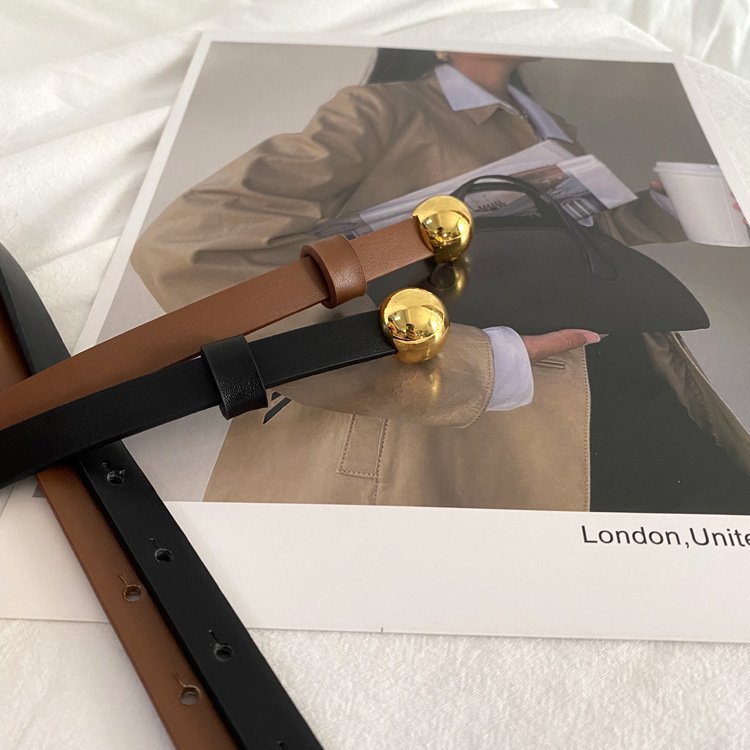 Models Metal Round Bead Thin Belt Female Design Decoration Dresses Waist Fashion Hundred With Suit Small Belt