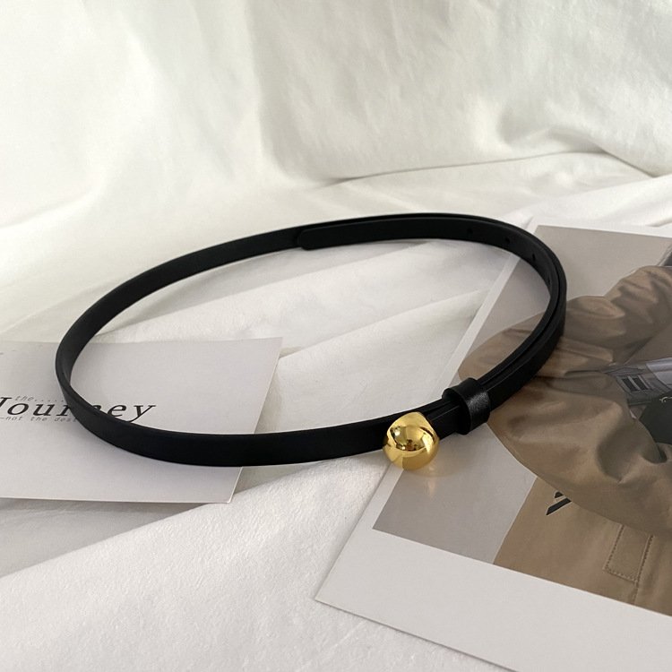 Models Metal Round Bead Thin Belt Female Design Decoration Dresses Waist Fashion Hundred With Suit Small Belt