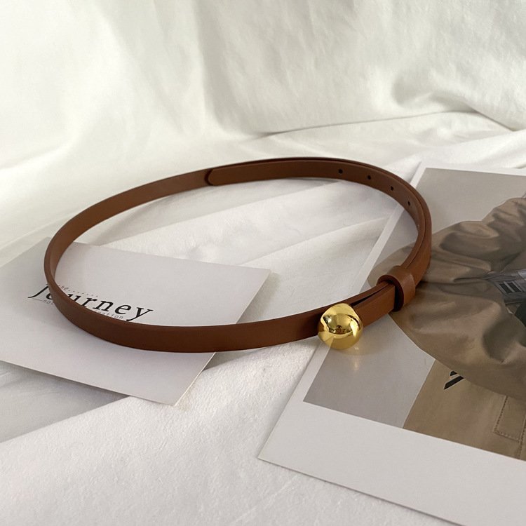 Models Metal Round Bead Thin Belt Female Design Decoration Dresses Waist Fashion Hundred With Suit Small Belt