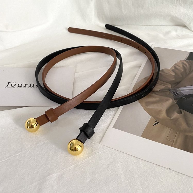 Models Metal Round Bead Thin Belt Female Design Decoration Dresses Waist Fashion Hundred With Suit Small Belt