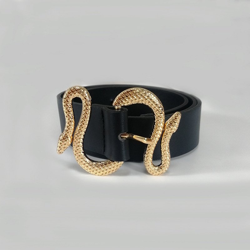 Fashion 5 Colors PU Leather Snake Buckle 2.8CM Belt Jeans Women