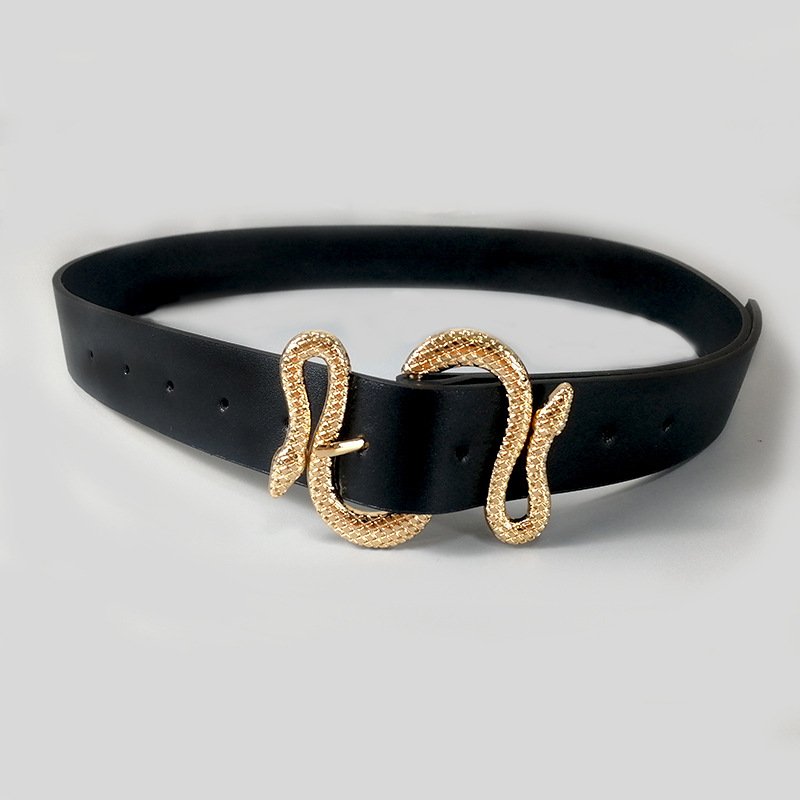 Fashion 5 Colors PU Leather Snake Buckle 2.8CM Belt Jeans Women