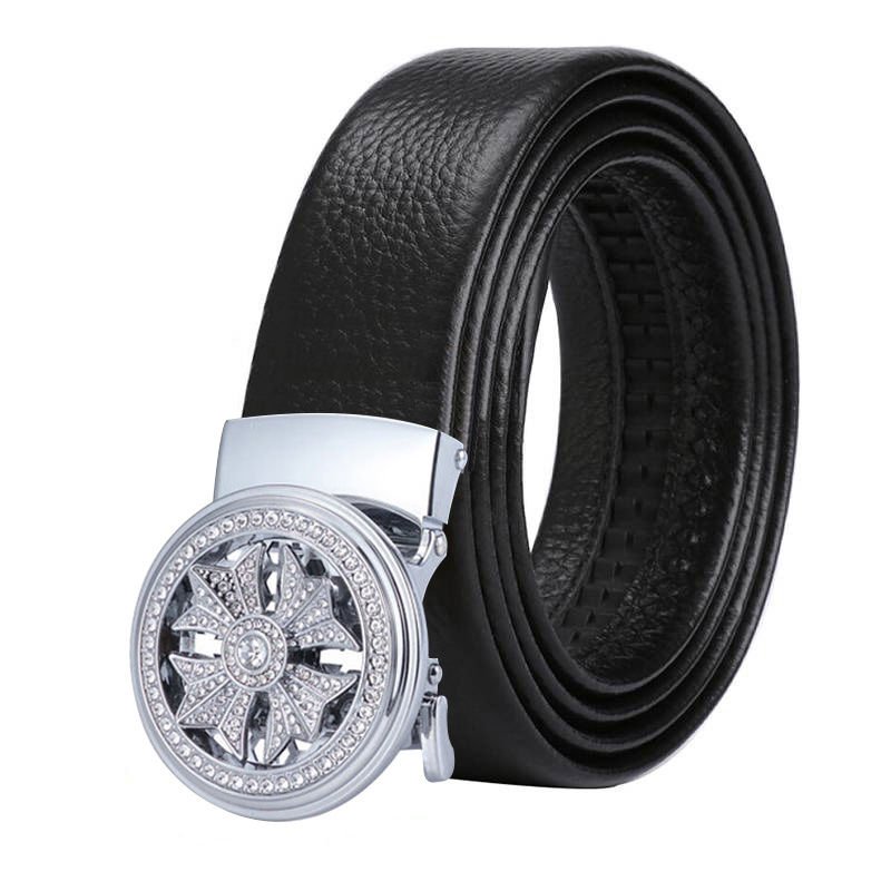 men's leather belt automatic buckle belt spin buckle genuine leather for men custom Fashion Genuine Leather Belt