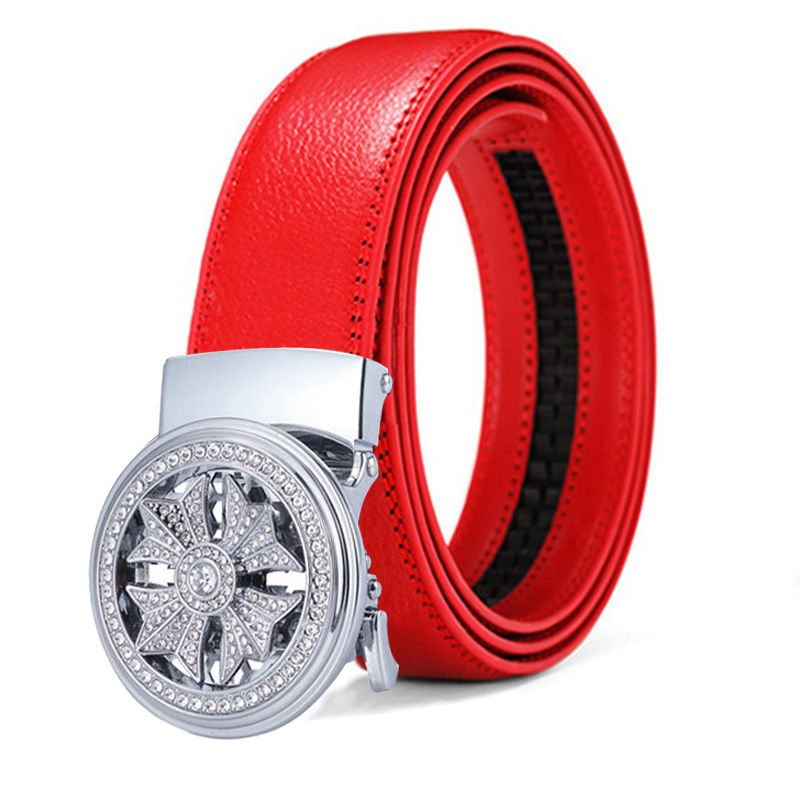 men's leather belt automatic buckle belt spin buckle genuine leather for men custom Fashion Genuine Leather Belt