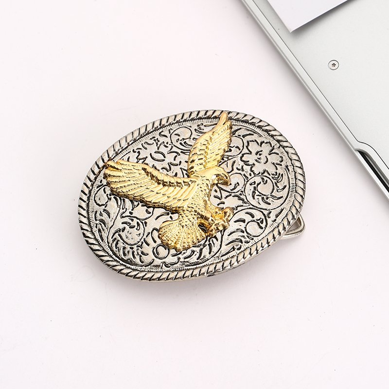 Metal OEM Zinc Alloy Metal Gold Silver Double plating Color 3D Custom Logo Name Cowboy Western Belt Buckle In Stock