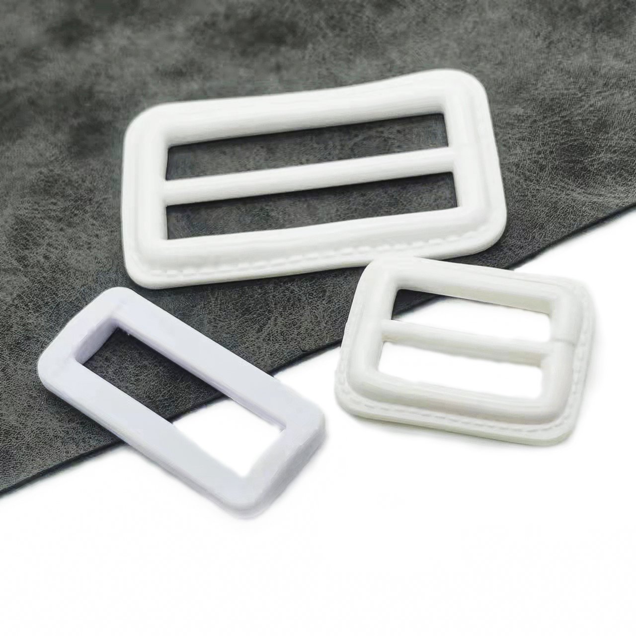 Hot Sale Plastic three -sliding sliding rectangular square regulator fastening leather woven strap Square Buckle