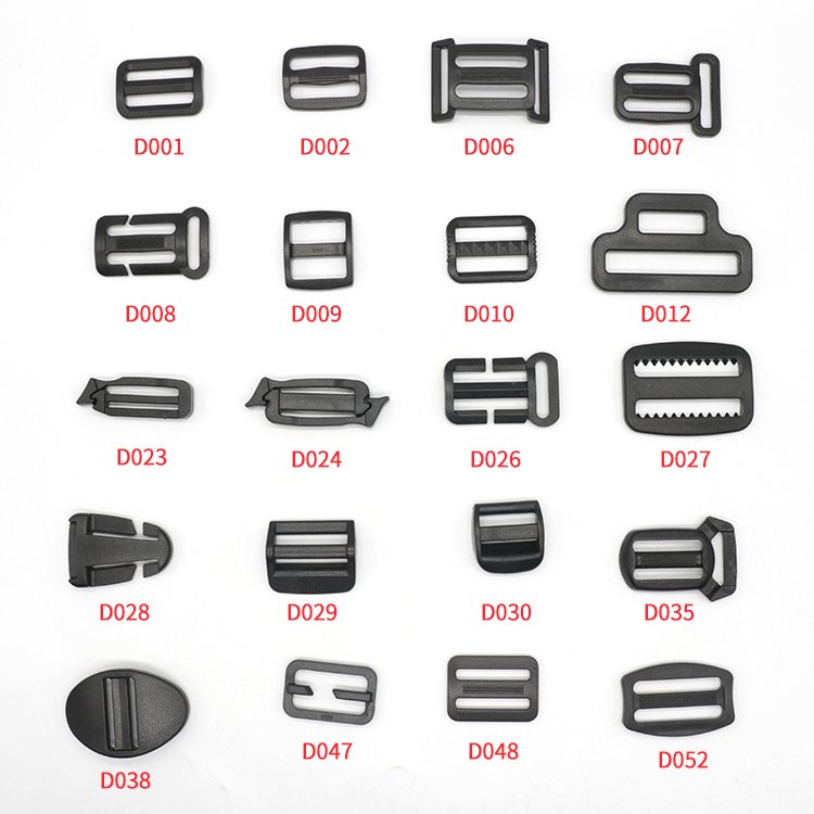 Factory Custom Plastic Adjustable Black Handbag Strap Length Tri Glide Buckle Slider Slide Clip