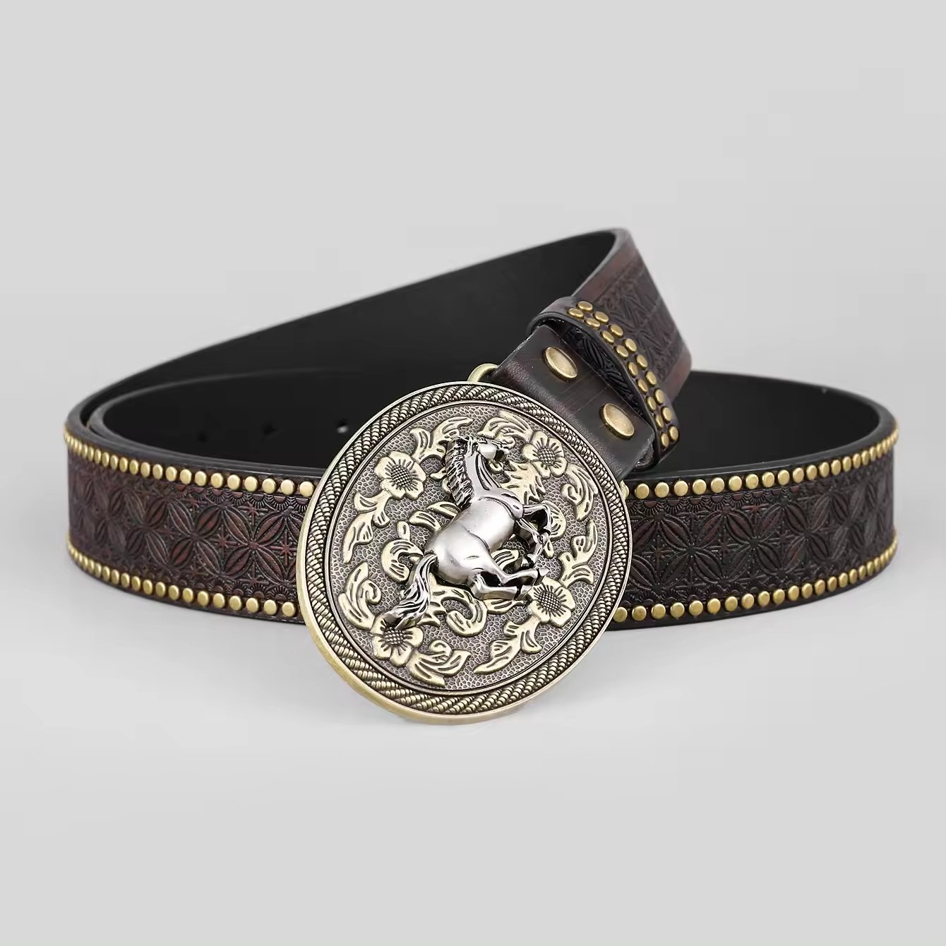 Metal Belt Buckle Manufacturers Designer Cowboy Leather Belt With Buckle For Men