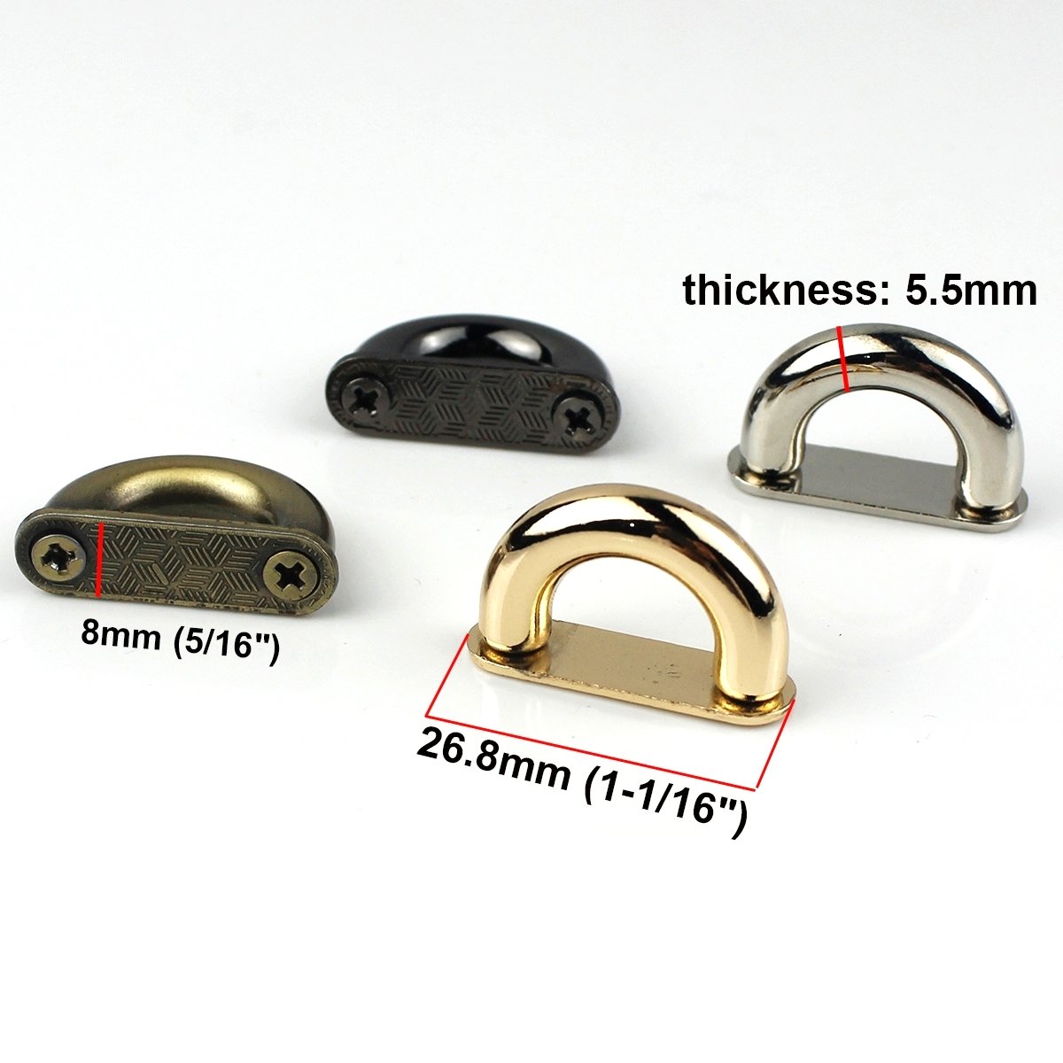 Alloy D-ring Bag Anchor Connector U Rings Buckles Arch Bridge With Screws Bag Strap Hanger Leather Craft Hardware Accessories