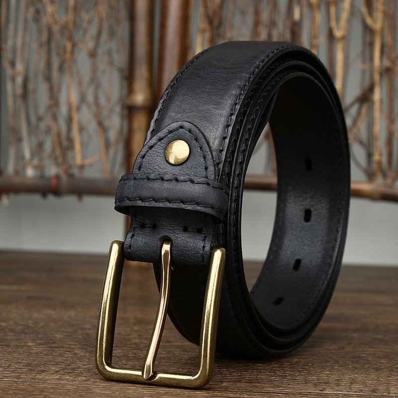 Vintage handmade first layer plant tanned pure cow leather needle buckle men do old leather casual waistband business
