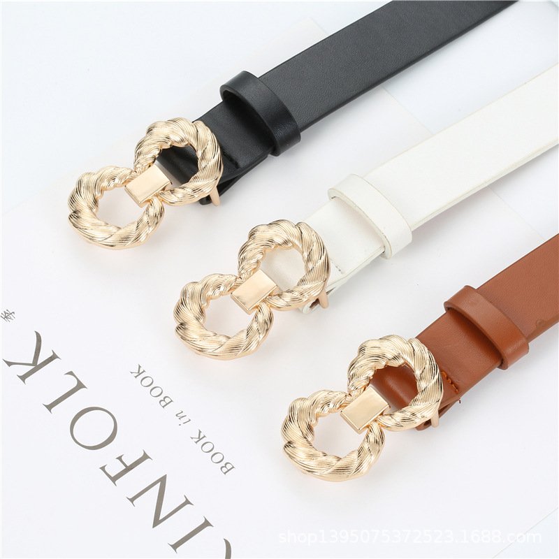 New women's fashion round needle buckle belt women's casual denim waistband women's full dress casual belt
