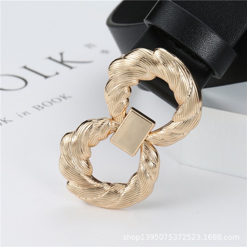 New women's fashion round needle buckle belt women's casual denim waistband women's full dress casual belt