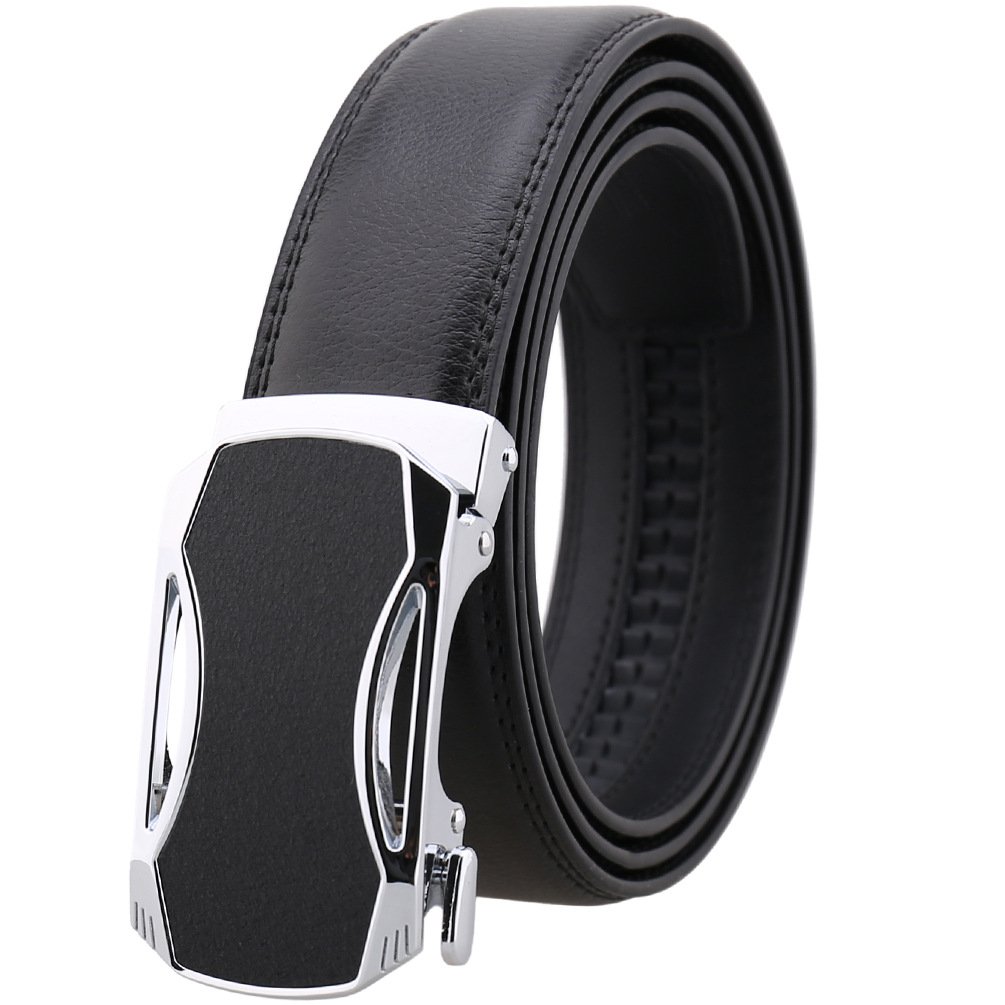 Men's Automatic Ratchet Buckle Belt Genuine Leather Belts Male Custom Logo Men Grain Leather Belt