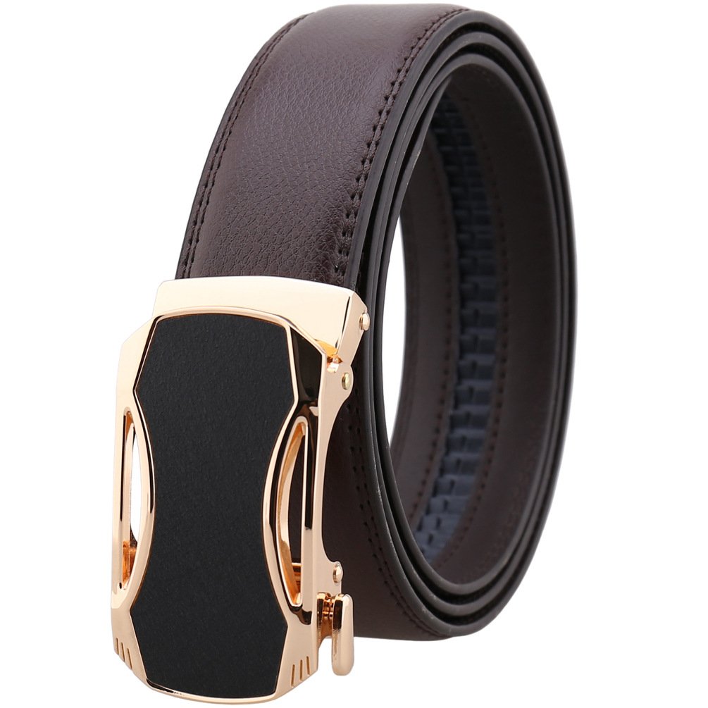 Men's Automatic Ratchet Buckle Belt Genuine Leather Belts Male Custom Logo Men Grain Leather Belt