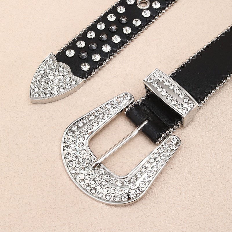 wholesale Luxury Western Cowboy Buckle Studded Rhinestone belts PU leather diamond bling bling belts bb simon men belt